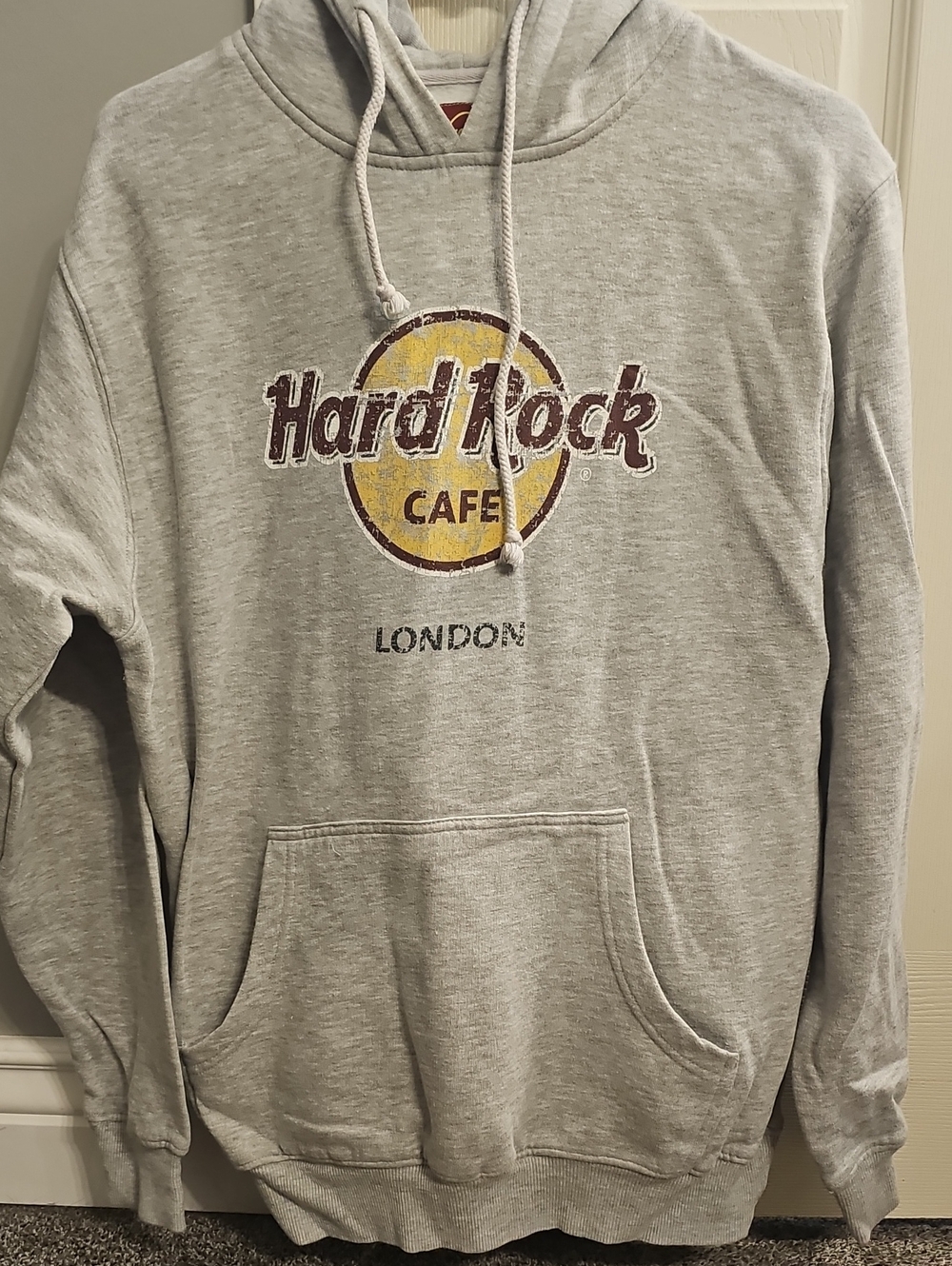 Hard Rock Cafe Grey Pullover Hoodie with Yellow Logo